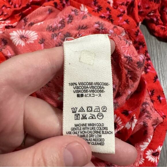 Free People Jinx Red & White Floral Print Cut Out Tie Front Romper Dress Size 4 - Picture 8 of 12